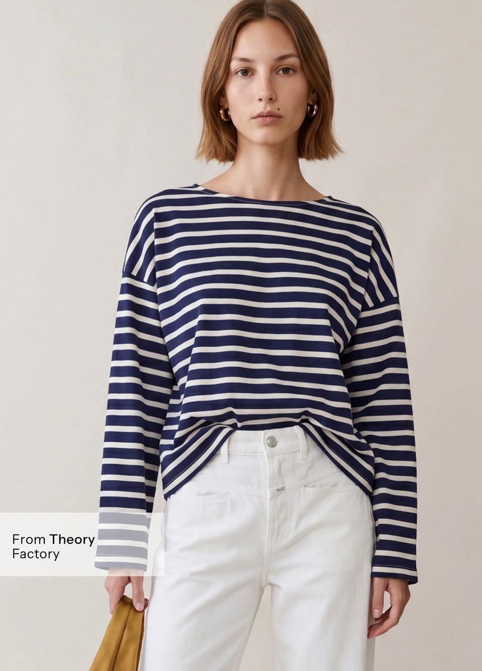 New Few Moda Caara Harriett stripe navy blue top $122 sz XS